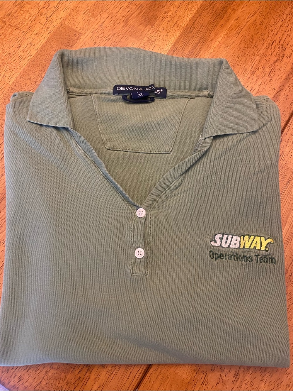 Devon & Jones Men's Olive Green Subway Operations Team Polo